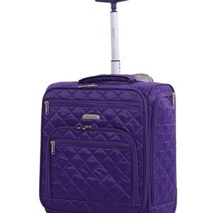 Aerolite Underseat Carry On Purple Quilted Rolling Suitcase